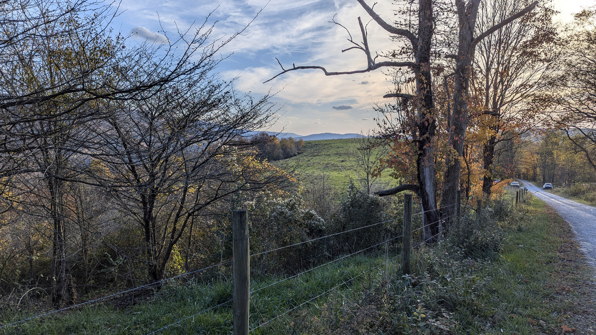 Sunset in Elkins, WV while field designing
