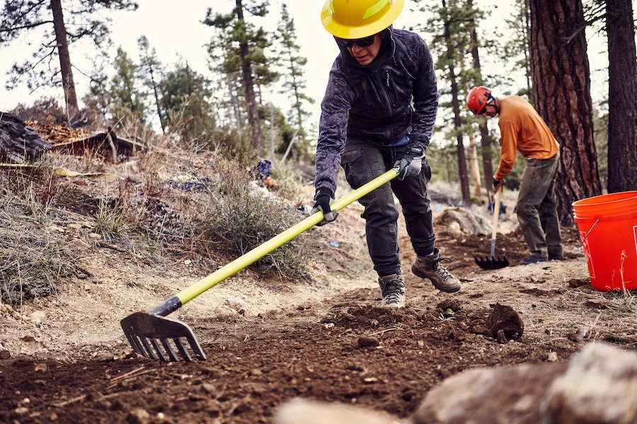 Local group trail volunteering on trail