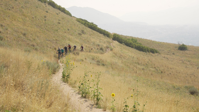 Group riding the Bonneville Shoreline Trail, an example of land access