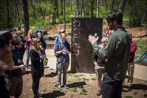 Scott Dirksen, Coler Mountain Bike Preserve Program Manager, guides the participants through the various features at the preserve.