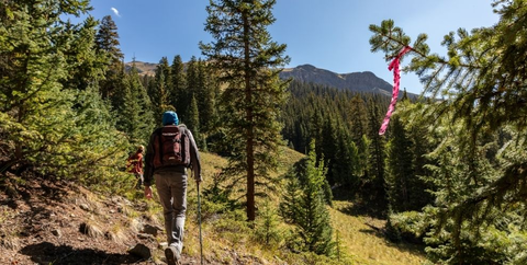 IMBA Planners traverse the steep and rugged, high country terraine of Silverton's Baker's Park.
