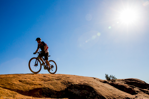 mountain biker riding on public lands in southwest U.S.