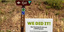 We Did It! Great Outdoors Colorado sign at Silverton, Colorado's Baker's Park Trail System