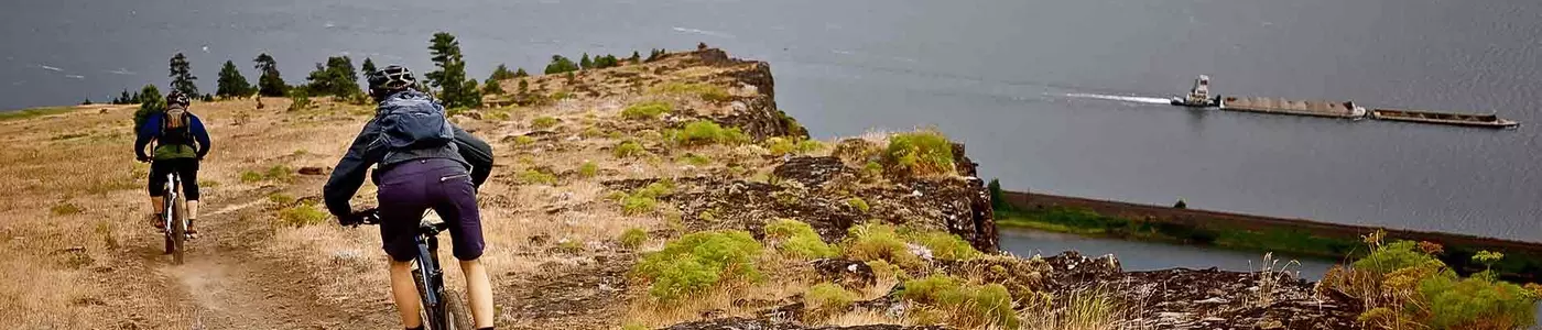mountain biker riding in a field