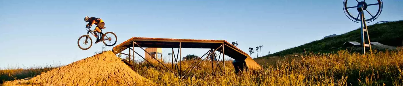 mountain biker riding in a field
