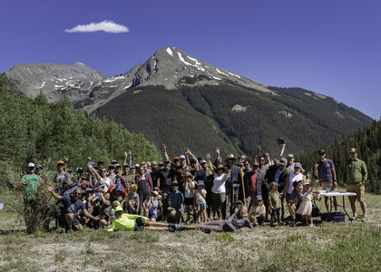 Volunteers and trail advocates for Baker's Park breaking ground. 