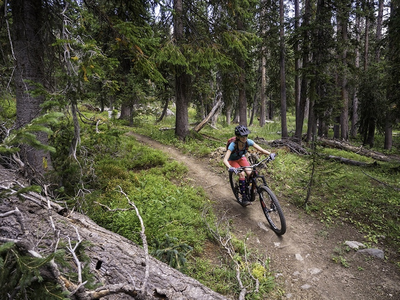 Person riding mountain bike on Mad Rabbit Trails