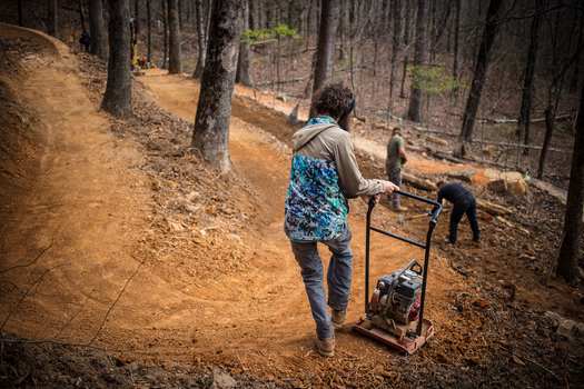 IMBA trail solutions building trail in Waldens Ridge Park