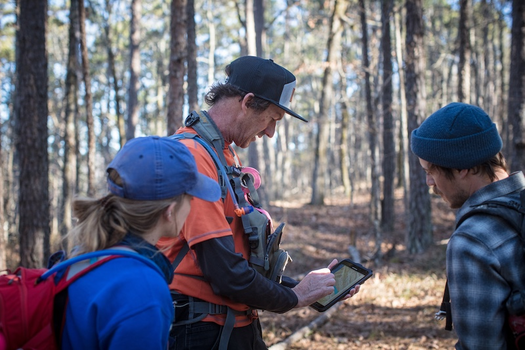 Trail Solutions team planners in flagging new trails in Hot Springs, AR. 