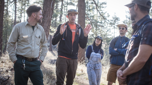 IMBA Trail Solutions, Joey Klein, teaching at a Trail Care School in Angeles National Forest. 